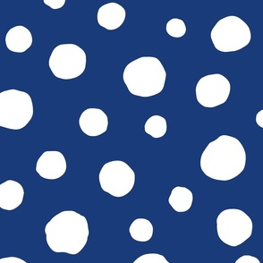 Winter Blue White Big thick sketched dots Pattern