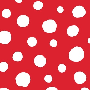 Holly Red White Big thick sketched dots Pattern