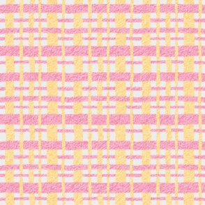 Pink Yellow Chalk Look Texture Basketweave - Large Scale