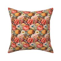 Grandmillennial botanical floral coral with butterfly