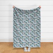 Vintage Daisy Garden Floral - Blue (Medium Scale)