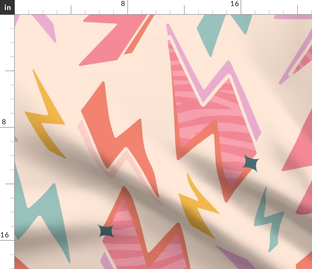 Zebra Print Lightning Bolts - (LARGE) - blue, pink, orange, yellow, purple, ivory