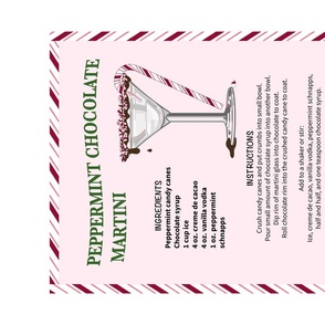 Holiday Cocktail Tea towel, Peppermint chocolate Martini recipie