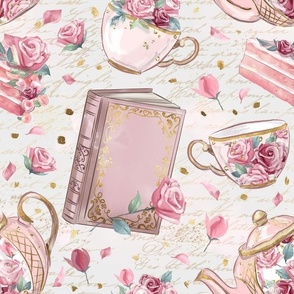 Fairytale Victorian High Tea | Romance Book , Tea pot & cups, Vintage typography | Grey