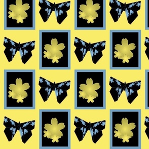 Blue and yellow origami butterfly check