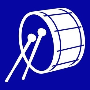 Bass Drum, Marching Band, Color Guard, High School Marching Band, College Marching Band, Drum & Bugle Corp, Drum Corps, Drumline, Drumsticks, School Spirit, Royal Blue & White