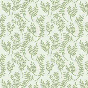 Ohia Forest-Branches-Palest Fennel & Spring Green, Bedding, Wallpaper, Home Decor, Garments