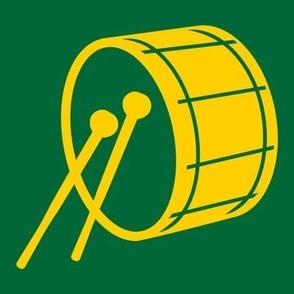Bass Drum, Marching Band, Color Guard, High School Marching Band, College Marching Band, Drum & Bugle Corp, Drum Corps, Drumline, Drumsticks, School Spirit, Green & Gold, Green & Yellow