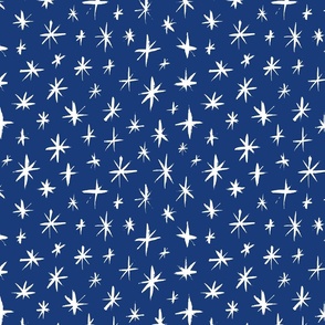 Winter Blue White Sketched Starry Sky Pattern