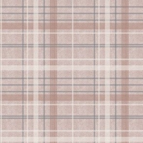 Seamless tartan plaid pattern. Checkered fabric texture print in pastel  palette of soft red, pale pink, chestnut brown and white. Stock Vector