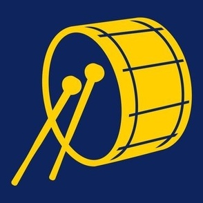 Bass Drum, Marching Band, Color Guard, High School Marching Band, College Marching Band, Drum & Bugle Corp, Drum Corps, Drumline, Drumsticks, School Spirit, Navy Blue & Gold, Blue & Yellow