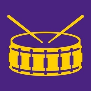 Snare Drum, Marching Band, Color Guard, High School Marching Band, College Marching Band, Drum & Bugle Corp, Drum Corps, Drumline, Drumsticks, School Spirit, Purple & Gold, Purple & Yellow 