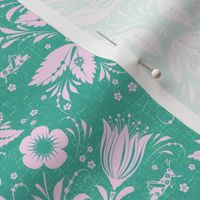 (small 8in)  Dreaming of Summer / Coordinate for Tea Towel Calendar 2024 / green and pink / see coordinates in collection 