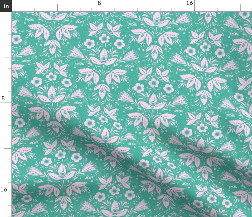 (small 8in)  Dreaming of Summer / Coordinate for Tea Towel Calendar 2024 / green and pink / see coordinates in collection 