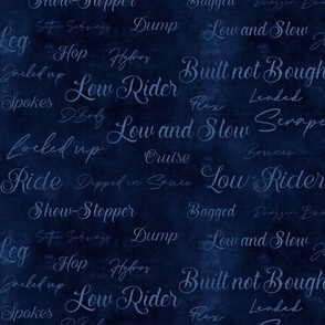 Lg Low Rider Lingo - text - dark blue