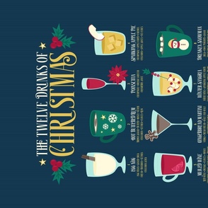 The Twelve Drinks of Christmas Tea Towel