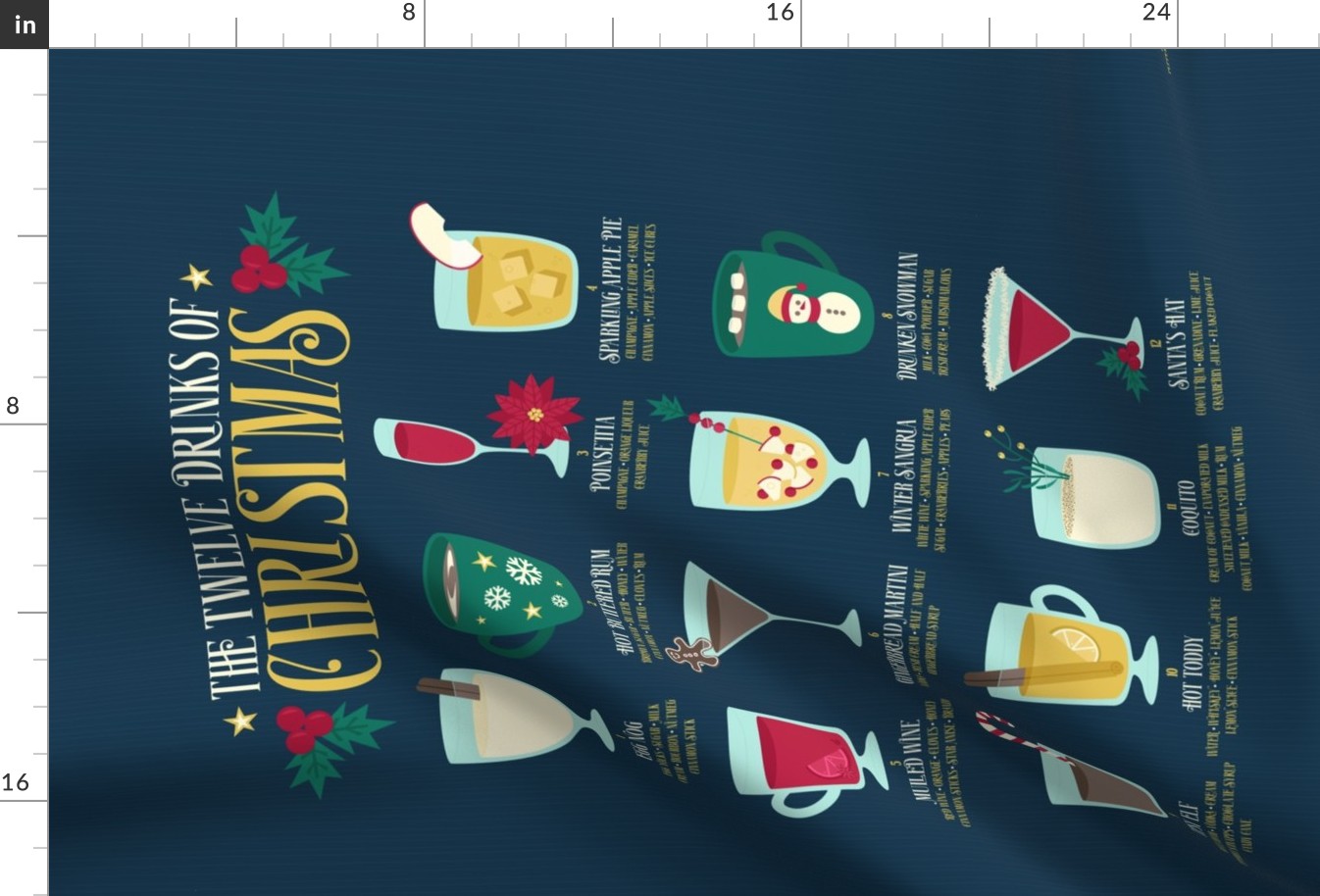 The Twelve Drinks of Christmas Tea Towel