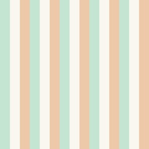 Mint Green &Peach Stripes-Flower Garden Collection