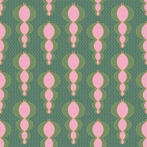retro pink and green baubles