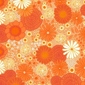 70s groovy florals orange