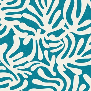 Modern Leaves - Tropical Cut Outs on Lagoon Blue / Large