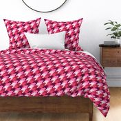 Retro houndstooth checker pink red