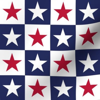 American Flag stars checkerboard blue red