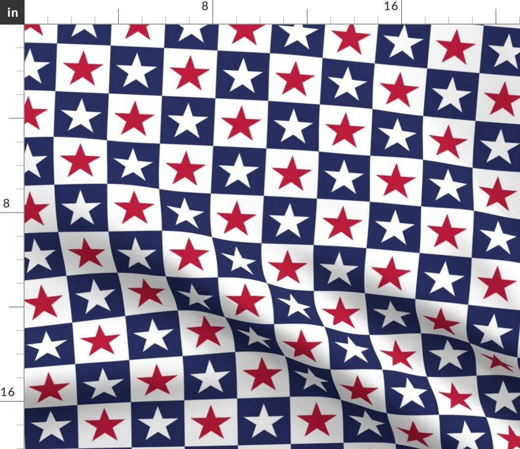 American Flag stars checkerboard blue red