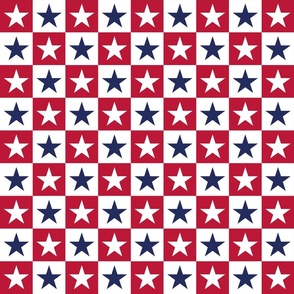 American Flag stars checkerboard red blue
