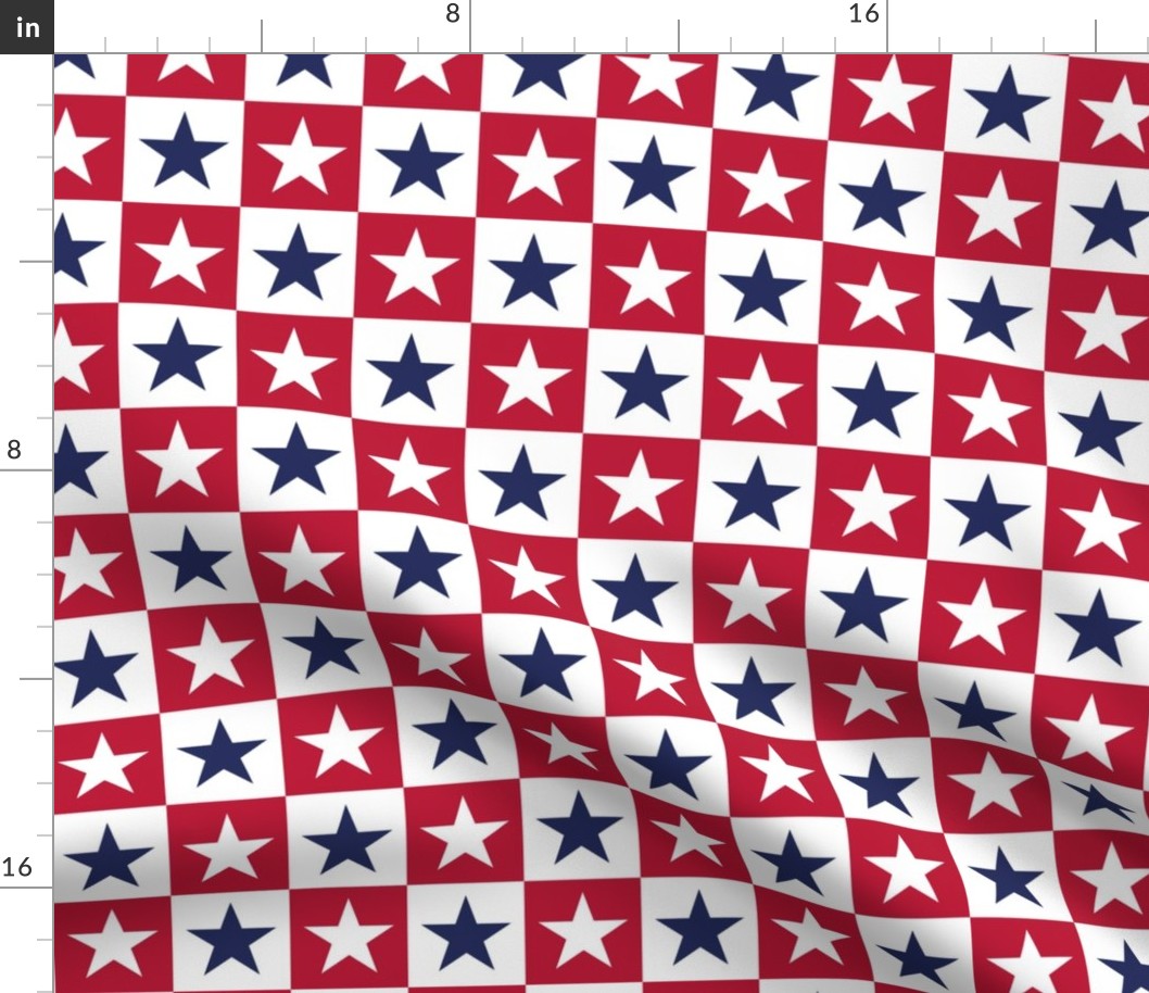 American Flag stars checkerboard red blue