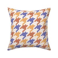 Retro colorful houndstooth check purple terracotta yellow
