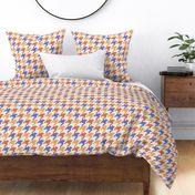 Retro colorful houndstooth check purple terracotta yellow