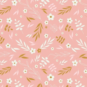 happy flowers - yellow and pink WALLPAPER