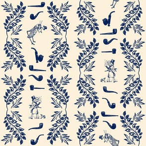 PIPE STRIPE LARGE - LIBRARY TOILE COLLECTION (NAVY)