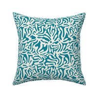 Modern Leaves - Tropical Cut Outs on Lagoon Blue / Medium