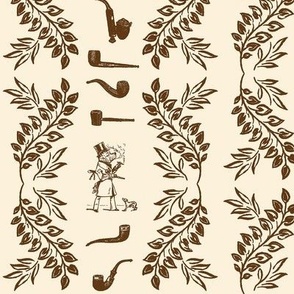 PIPE STRIPE SMALL - LIBRARY TOILE COLLECTION (CHESTNUT)