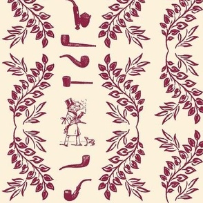 PIPE STRIPE SMALL - LIBRARY TOILE COLLECTION (MERLOT)