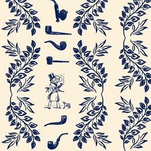 PIPE STRIPE SMALL - LIBRARY TOILE COLLECTION (NAVY)