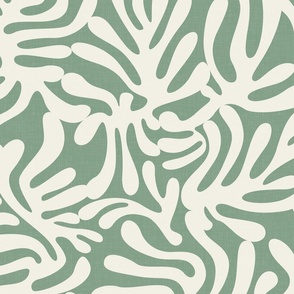 Modern Leaves - Tropical Cut Outs on Basil Green / Large