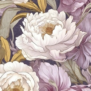 White and Purple Peonie Floral