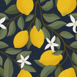 Lemon branches in bloom: fresh citrus pattern L
