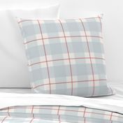 Custom Sakina Real Red and Soft Sky Plaid on Cream Strie