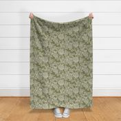 English Garden. Olive green vintage floral. Upholstery fabric