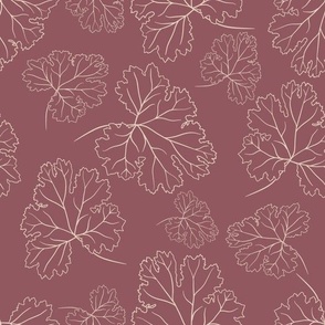 Vintage Modern Botanical Poppy Leaves in Warm Purple