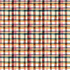 Thanksgiving - Hand drawn watercolor plaid in autumn colors M
