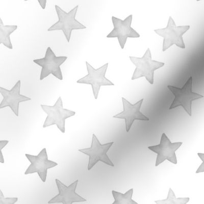 Silver Grey Faded Christmas Stars on White