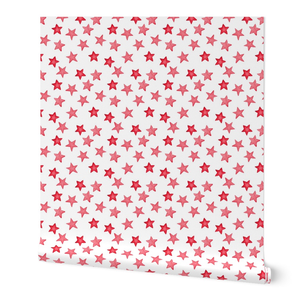 Faded Red Christmas Stars on White