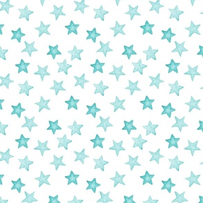 Faded Aqua Christmas Stars on White