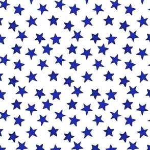 Faded Royal Blue Christmas Stars on White