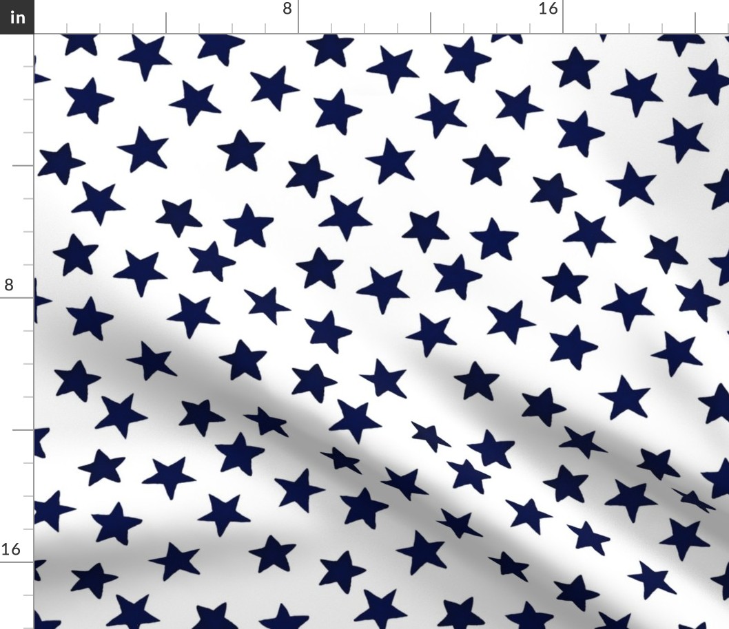 Faded Midnight Blue Christmas Stars on White